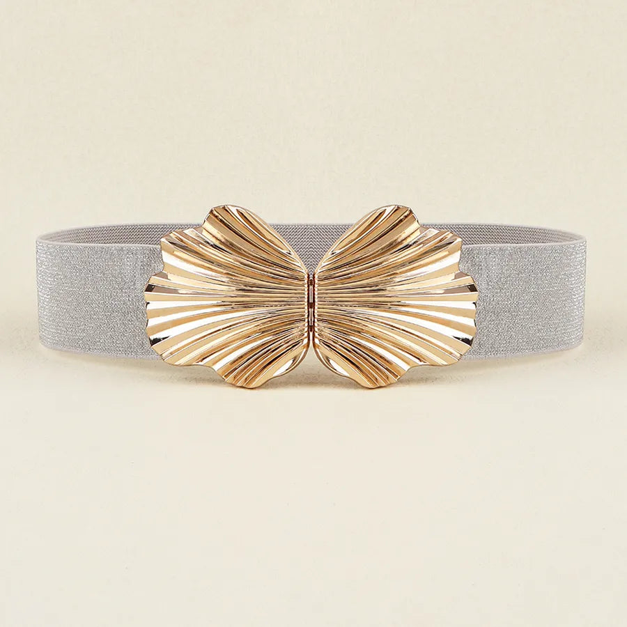 basic solid color elastic band women's leather belts