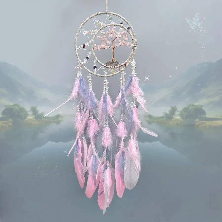 Simple Style Solid Color Crystal stone Feather Iron Dreamcatcher Wall Art