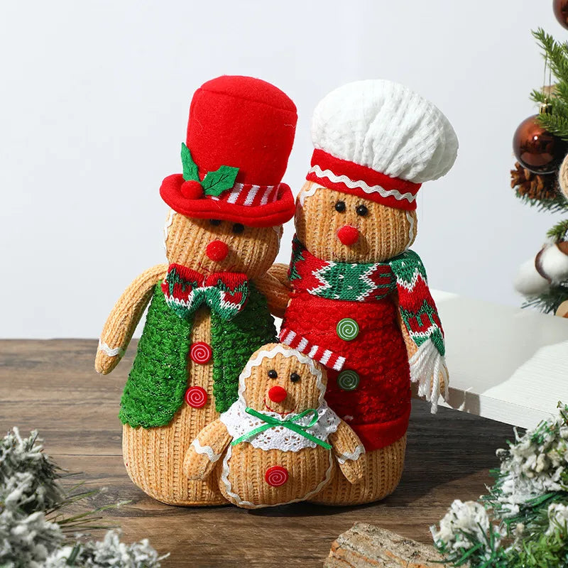 Christmas Decorations Gingerbread Man Stretching Dwarf Figure With Light Biscuit Man Doll Pendant Cartoon European Countryside Style Polyester