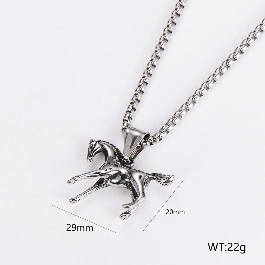 Wholesale Jewelry Hip-Hop Vintage Style Round 304 Stainless Steel Pendant Necklace box chain