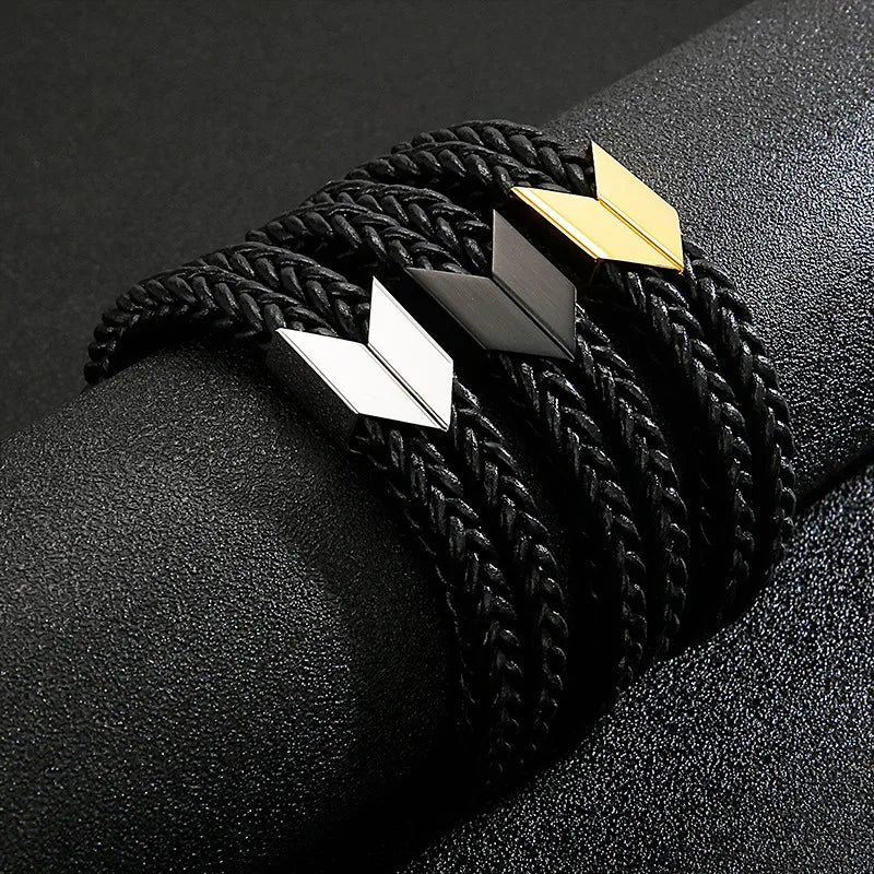Vintage Style Punk Geometric Stainless Steel Plating 18K Gold Plated Men's Bangle