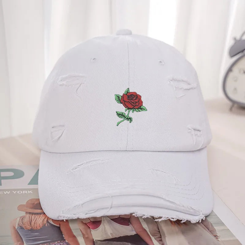 Unisex Streetwear Rose Curved Eaves Baseball Cap