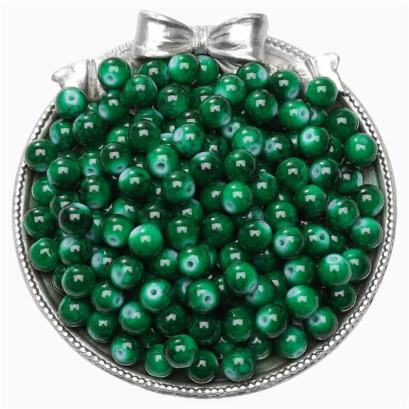 8mm Glass Gradient Porcelain Beads Round Beads Loose Beads DIY Handmade Beaded Bracelet Jewelry Accessories Material Kit Wholesale