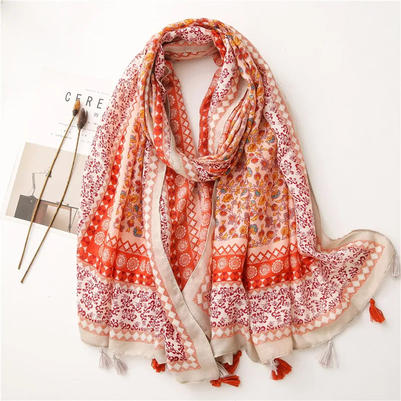 hot selling fashion retro small flower twill cotton scarf