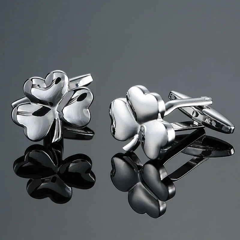 simple style leaf flower copper plating unisex cufflinks 1 pair