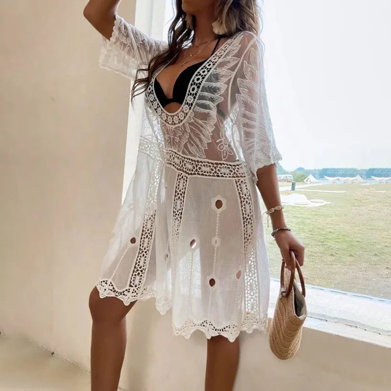 Women's Solid Color Vacation Beach Cover Ups