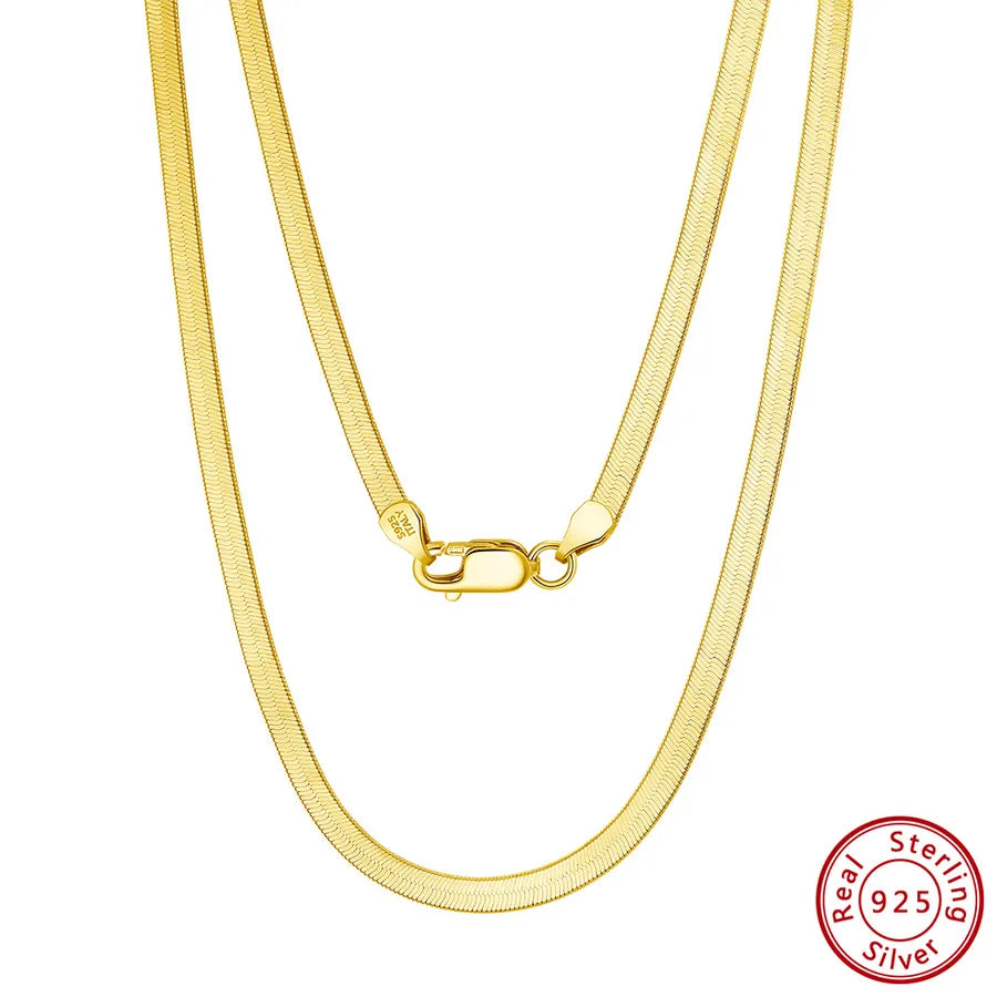 925 Sterling Silver snake chain Plating Solid Color Necklace