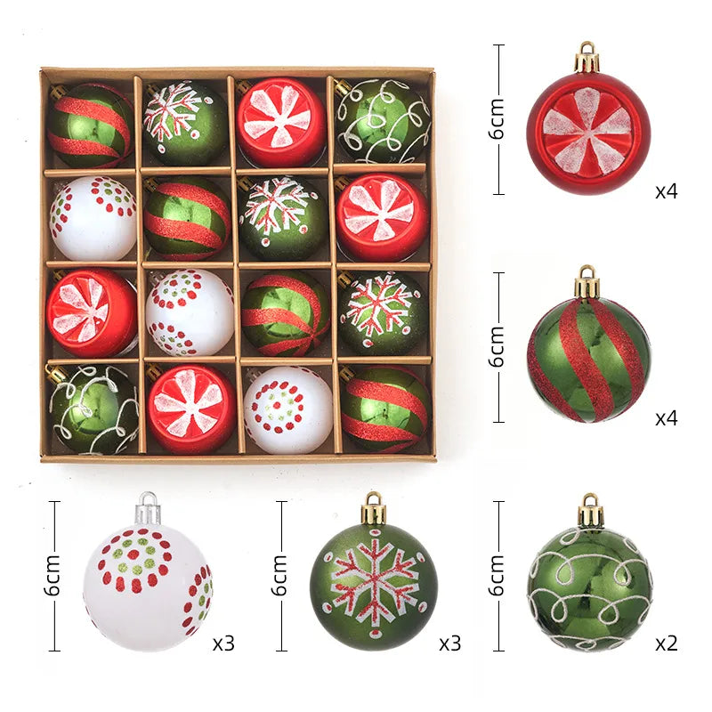 Christmas Decorations 44pcs Set Electroplated Painted Balls New Christmas Ball Christmas Tree Ornaments Simple Style Plastic