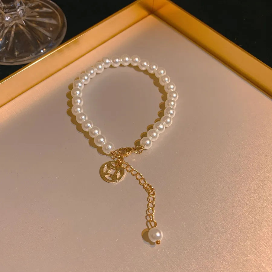 sweet flower bow knot imitation pearl women's bracelets