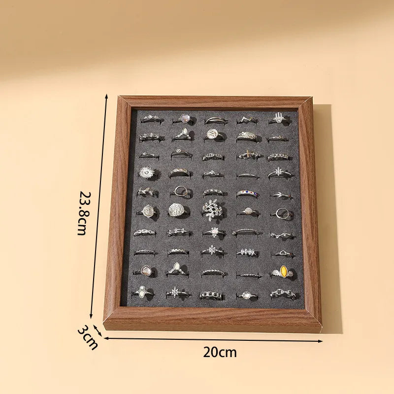 Creative Wooden Jewelry Display Tray Earring Storage Plate Jewelry Box Showcase Props Stand Wood Grain Pattern