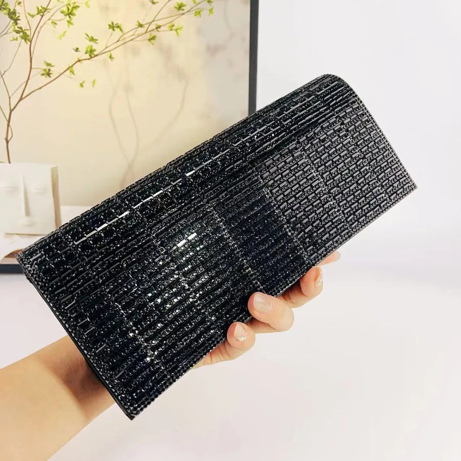Elegant  Handbag Glitter Fashion Evening Clutch Handmade Diamond Stitching High-End Sensation Women's Purse