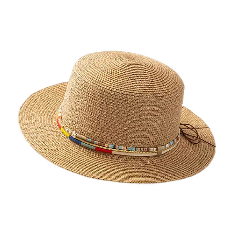 Women's Hawaiian Tropical Shell Flat Eaves Straw Hat