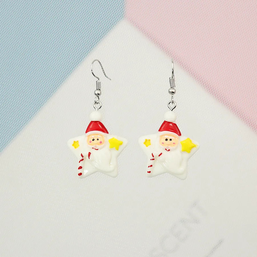 Resin Santa Claus Star Moon Earrings Christmas Series Winter Gifts Unique Design Animal Zodiac Personality Jewelry Accessories