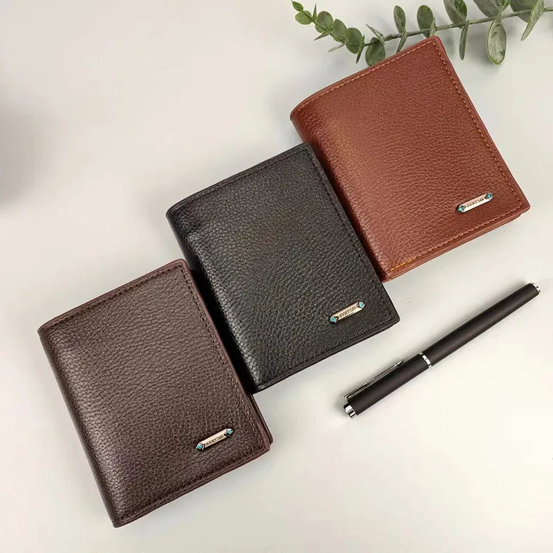 men's solid color pu leather open wallets