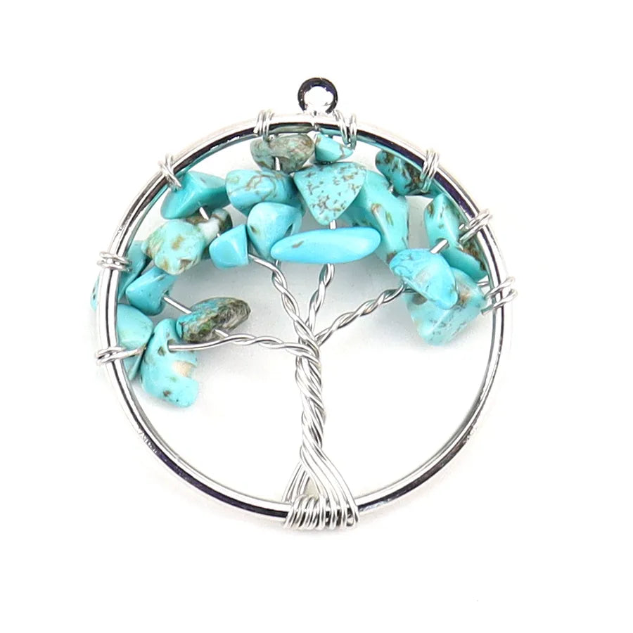 simple style lucky tree natural stone agate wholesale pendants