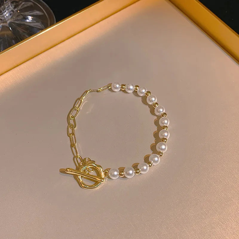 sweet flower bow knot imitation pearl women's bracelets