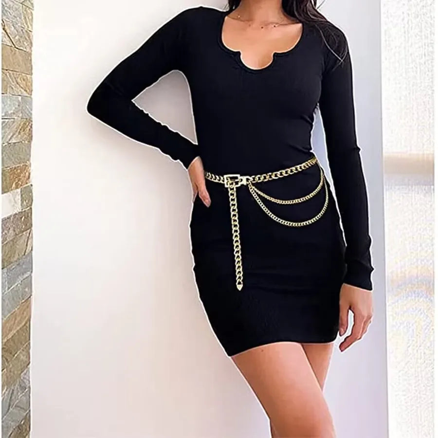 simple hollow chain fashion Metal Moon tassel waist chain female love body chain decoration wholesale