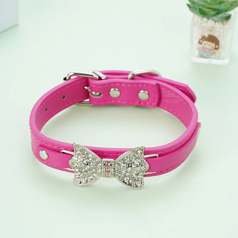 creative shiny diamond bow solid color dog leash