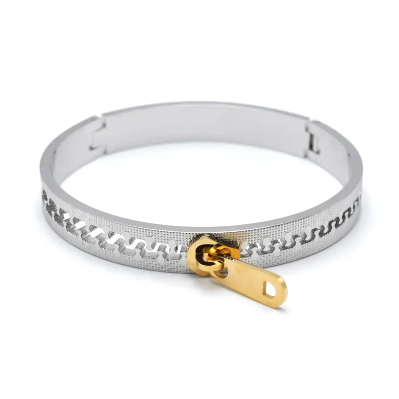 Cool Style Zipper 304 Stainless Steel Bangle In Bulk