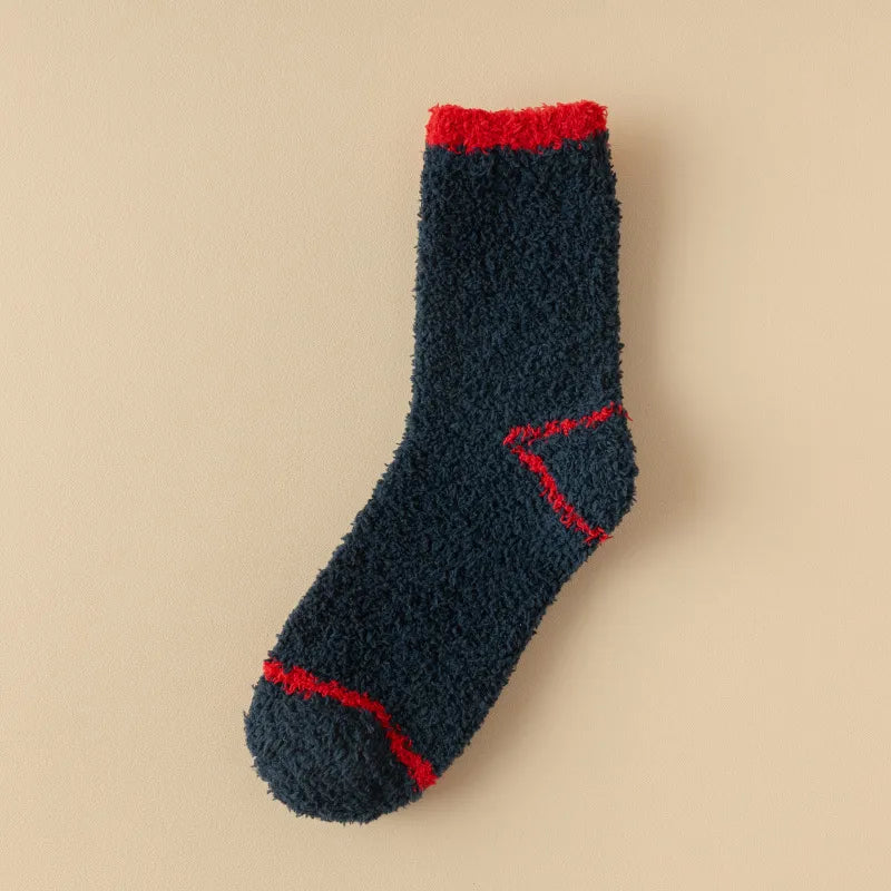 wool-free coral velvet socks men's mid-tube socks autumn and winter men's home warm floor plush socks