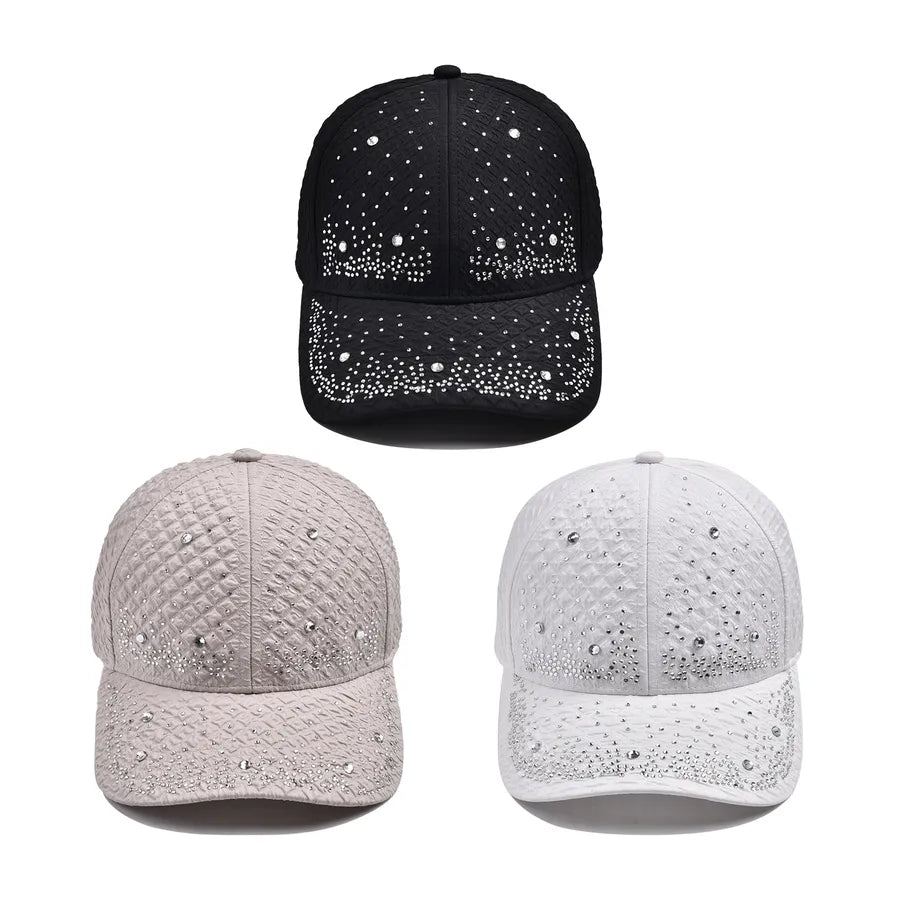 Unisex Glam Streetwear Shiny Diamonds Curved Eaves Baseball Cap