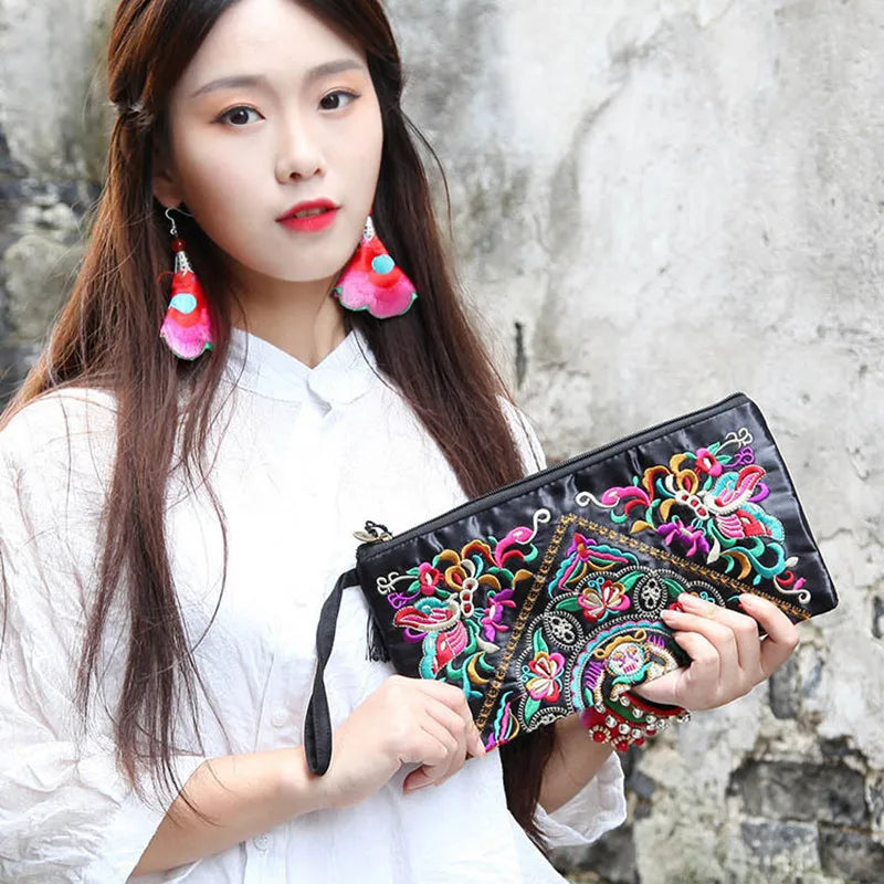 women's all seasons cotton ethnic style envelope bag clutch bag