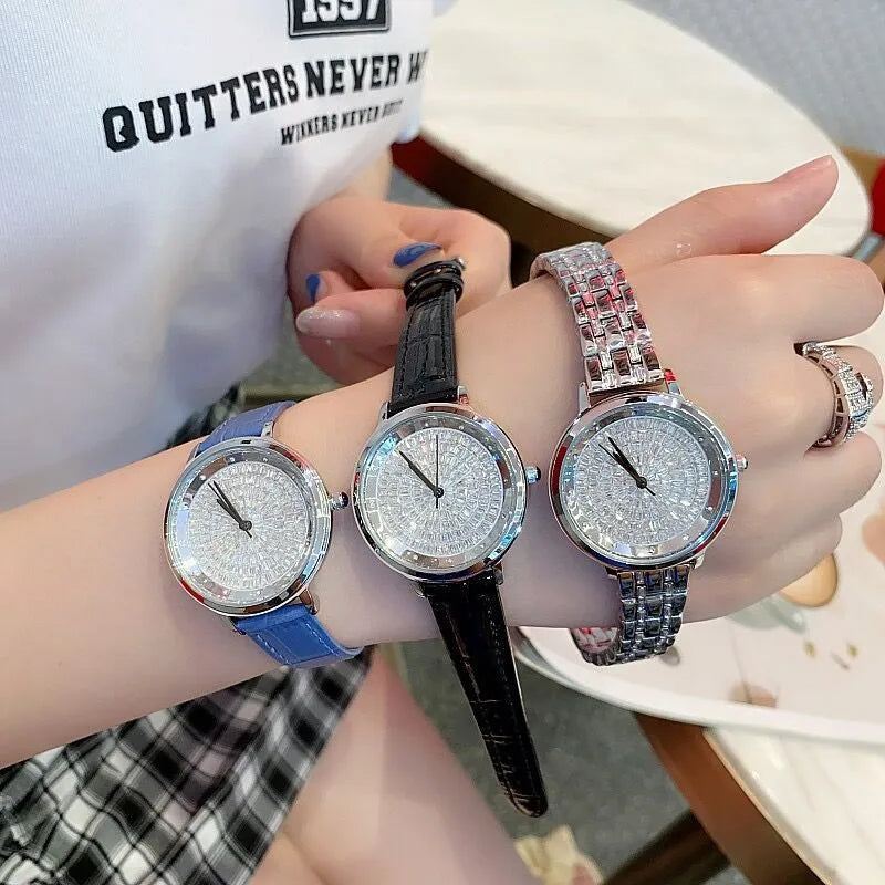 Casual Elegant Solid Color Butterfly Double Snap Quartz Watch Women's Watches