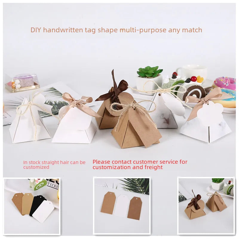 Fixed wholesale retro shaped cowhide Cardboard DIY graffiti bookmark label gift packaging bag tag message card