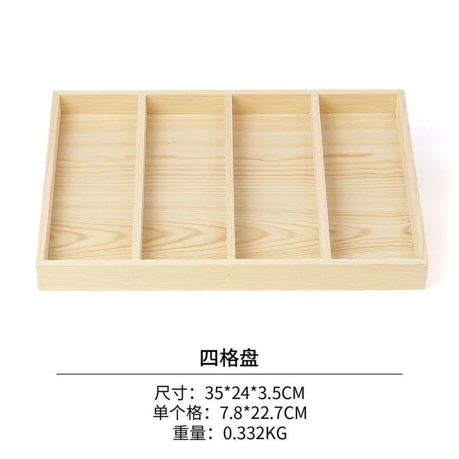 New Solid Wood Jewelry Storage Plate Bracelet Display Props Grid Empty Plate Storage Simple Style Wooden Material Jewelry Box