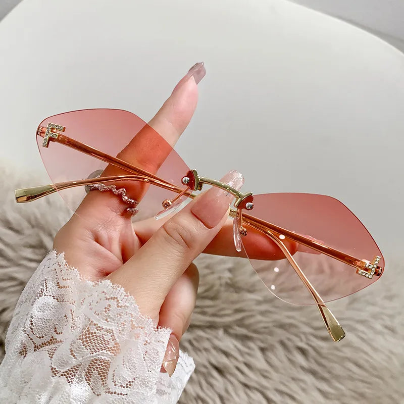 Basic Simple Style Solid Color Ac Special-Shaped Mirror Frameless Women's Sunglasses