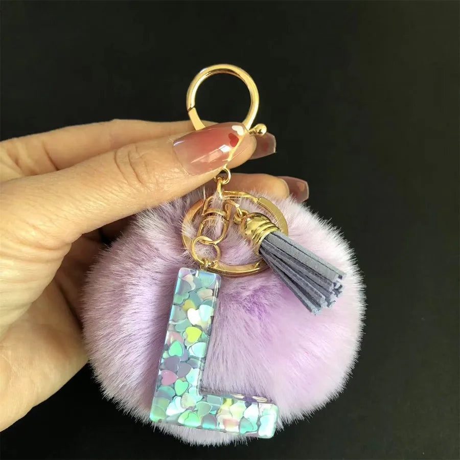 Cute Simple Style Letter Hairball Resin Unisex Bag Pendant Keychain