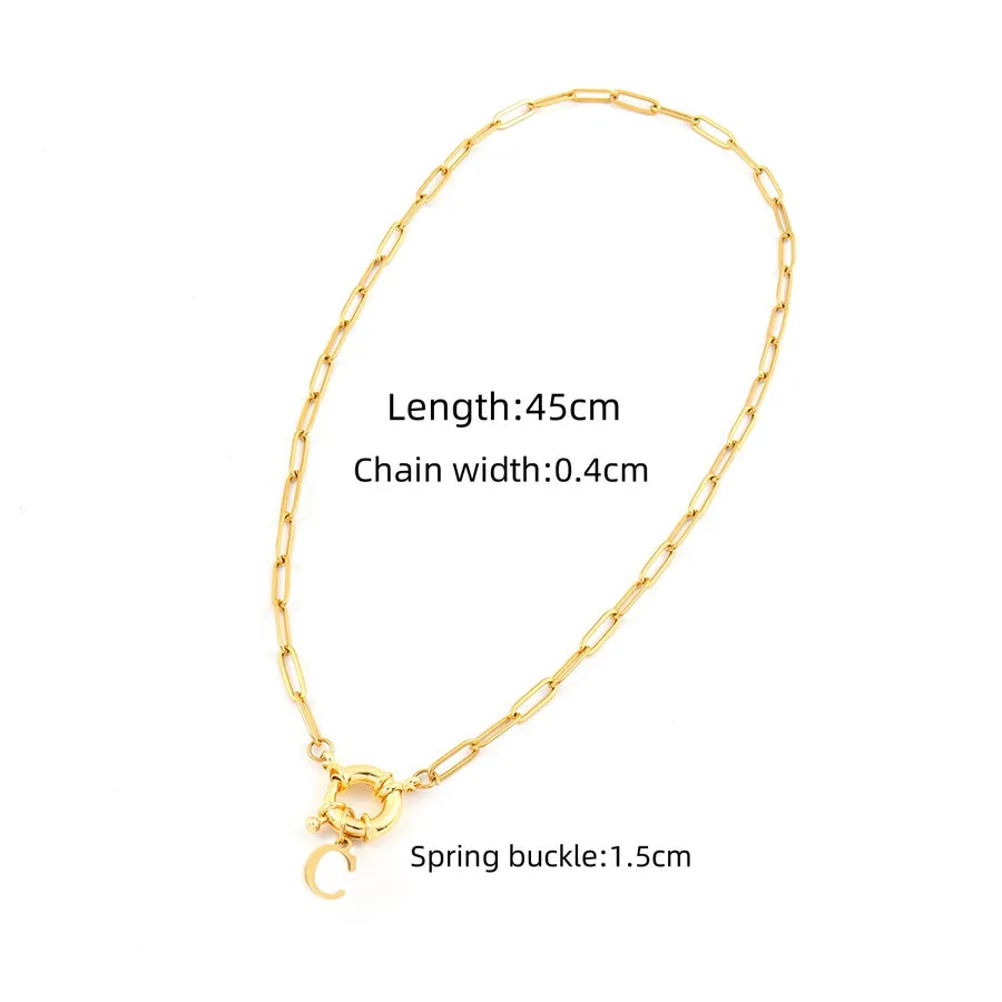 Wholesale Jewelry Elegant Simple Style Classic Style Letter 201 Stainless Steel 304 Stainless Steel Copper Paperclip Chain Pendant Necklace