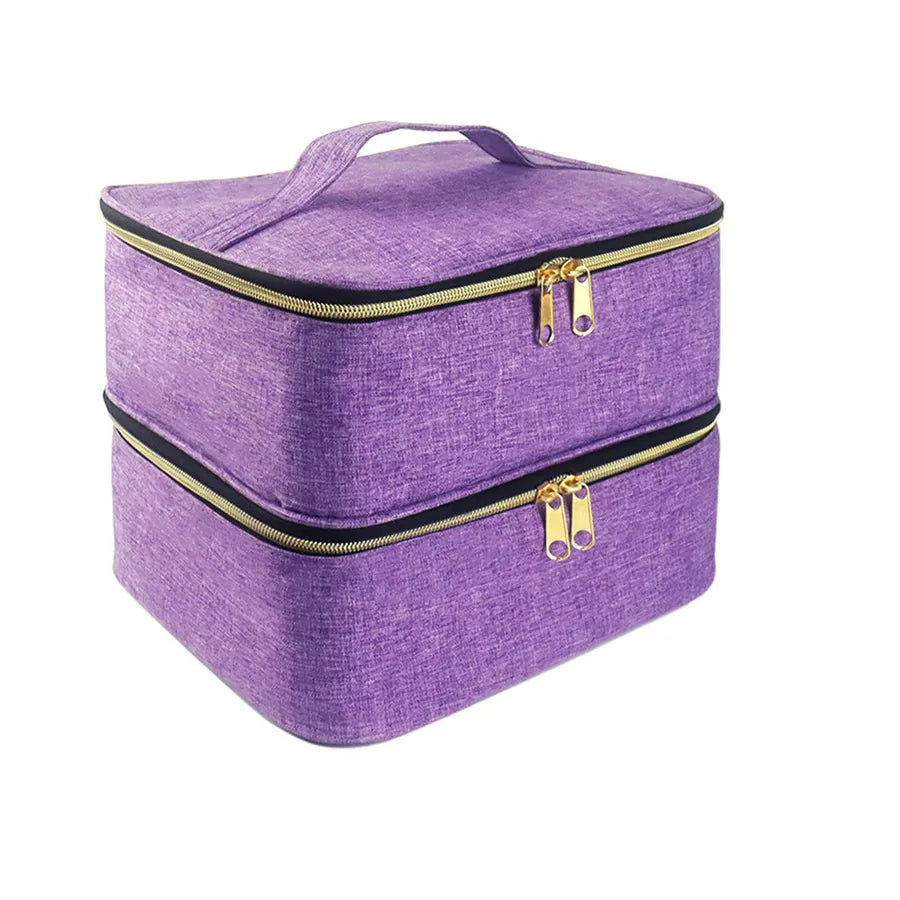 Basic Stripe Solid Color Pu Leather Cloth Square Makeup Bags