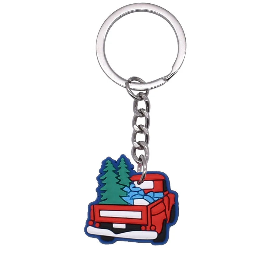 Cartoon Style Cartoon Character Christmas Hat Christmas Socks PVC Metal Christmas Women's Bag Pendant Keychain
