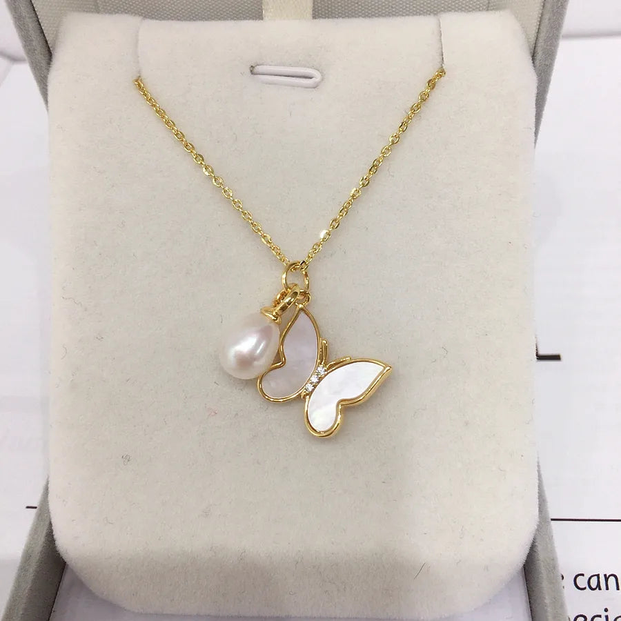 Zhuji Pearl Origin Natural Freshwater Pearl Pendant Butterfly Natural Sea Shell Mother Pearl Pendant Jewelry