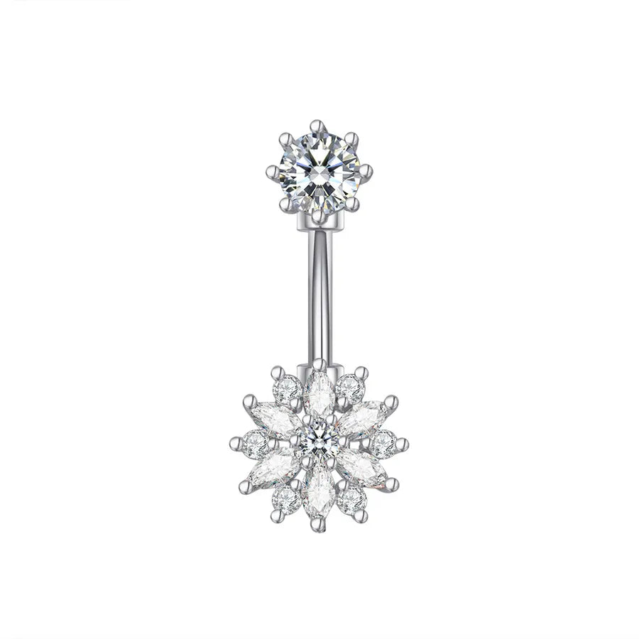 fashion flower bee stainless steel plating artificial gemstones belly ring