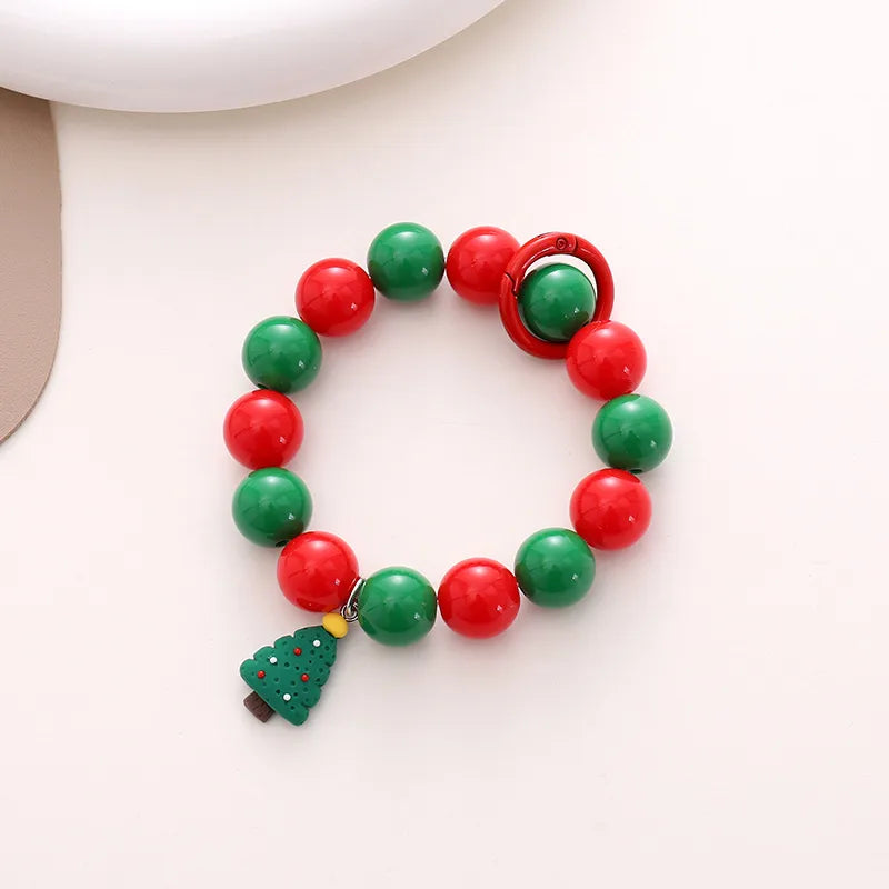 Cute Christmas Tree Bell Arylic Beaded Christmas Mobile Phone Chain