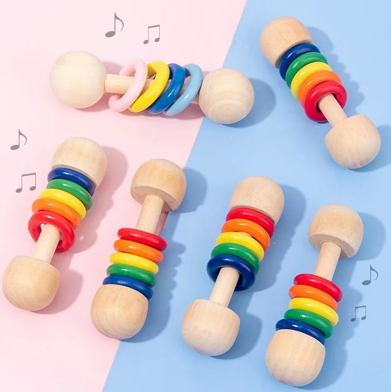 Children's eight-tone harp threading clock rainbow tower four sets of column shape plate twist insect baby educational toys wholesale