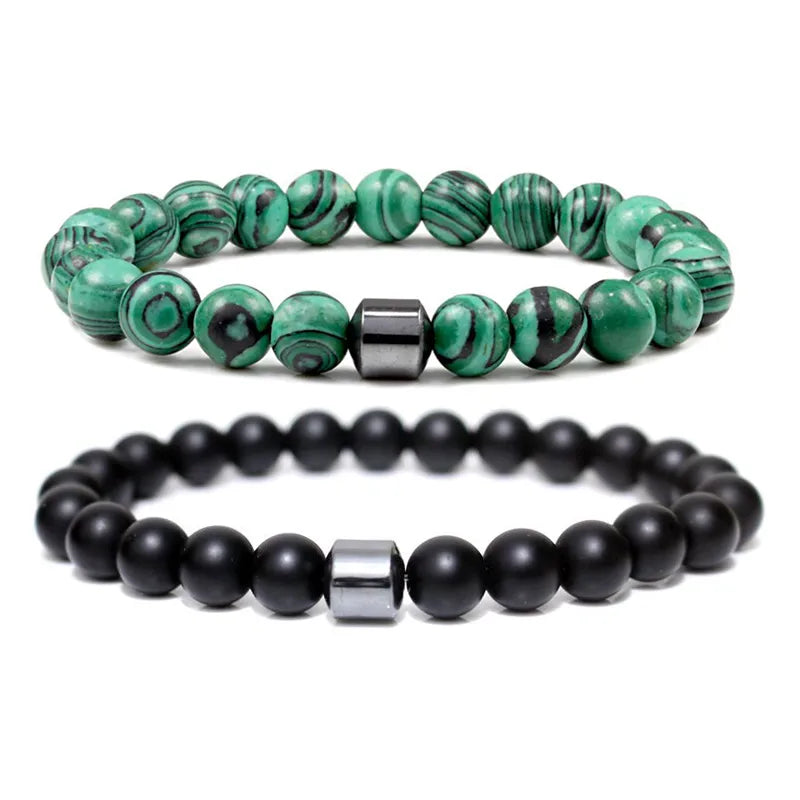 simple style color block natural stone beaded unisex bracelets