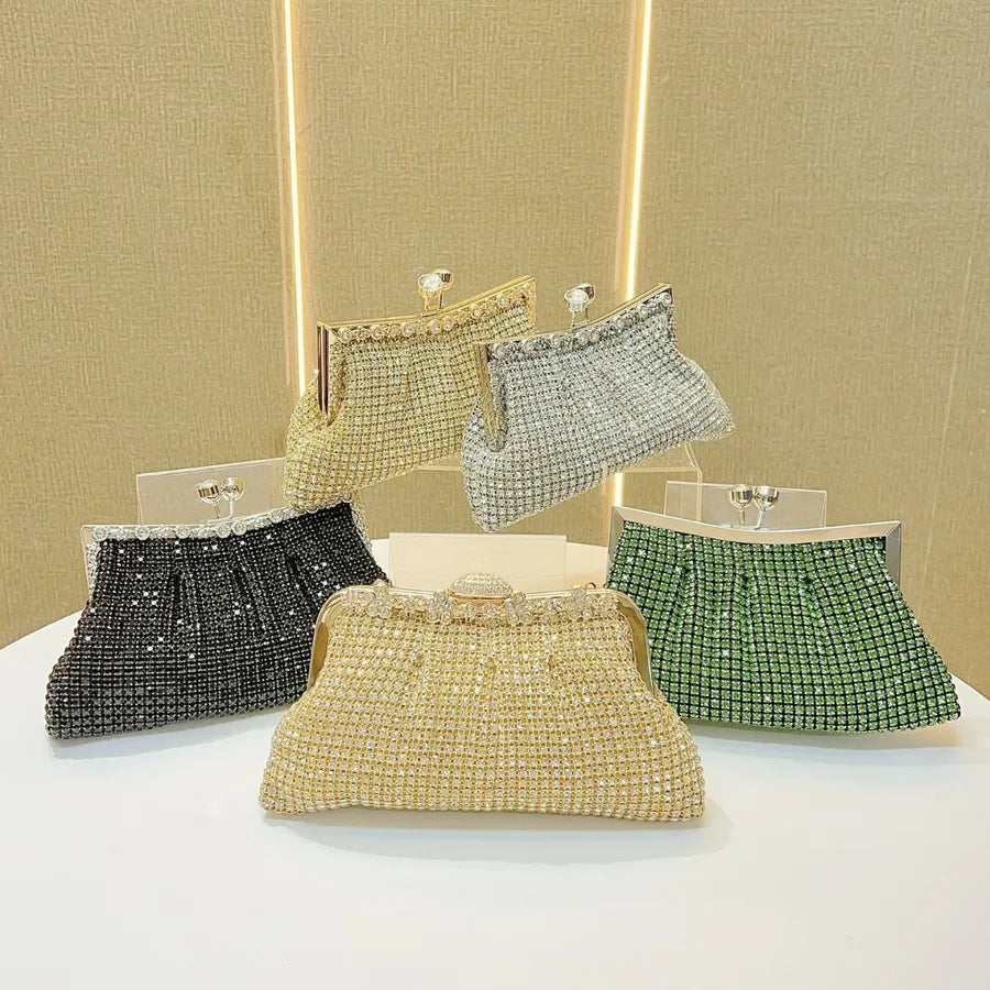 New Retro Luxury Women's Handbag Dinner Clutch Small Shoulder Crossbody Bag Elegant Square Shape Polyester Platinum Bag