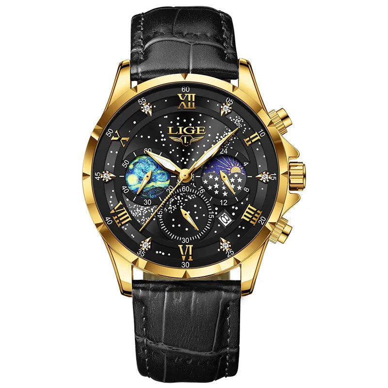 LIGE  new waterproof luminous quartz watch Youth Men's Business Watch for students Men