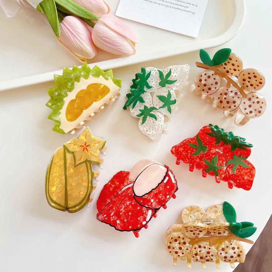 Cute Women's Fruit Strawberry Acetic acid sheets Hair Claws