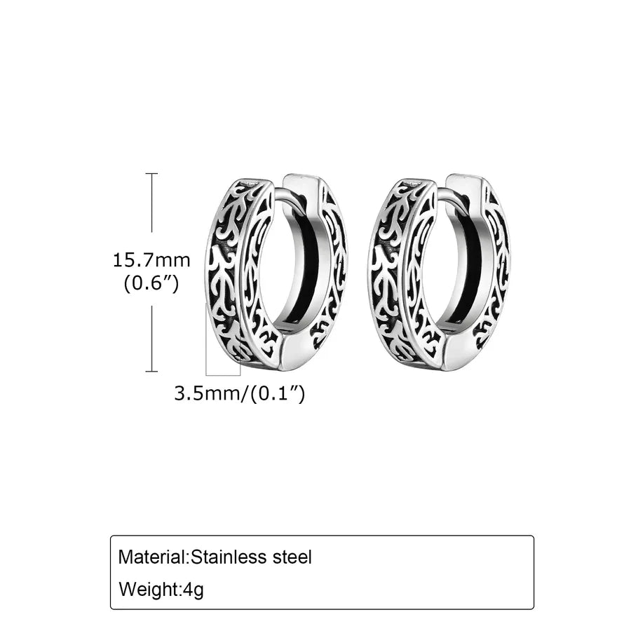 Retro Punk Monogram Argyle Printing 304 Stainless Steel 18K Gold Plated Earrings