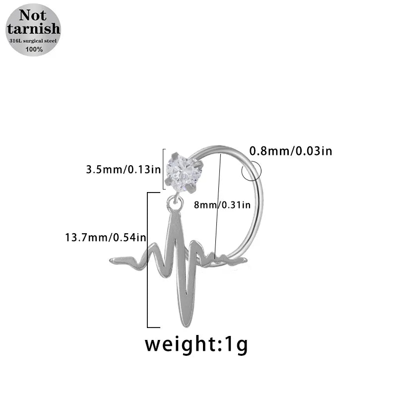 1 Piece Nose Rings & Studs Casual Simple Style Star Moon Fruit 316L Stainless Steel  Polishing Plating White Gold Plated Nose Rings & Studs