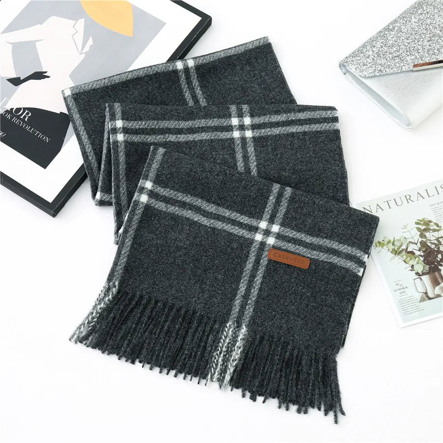 double-line plaid scarf