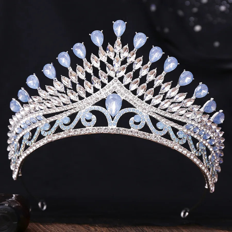 Luxurious  Bridal Crown Alloy Hairband Headwear Diamond Embedded Beauty Pageant Performance Wedding Dress
