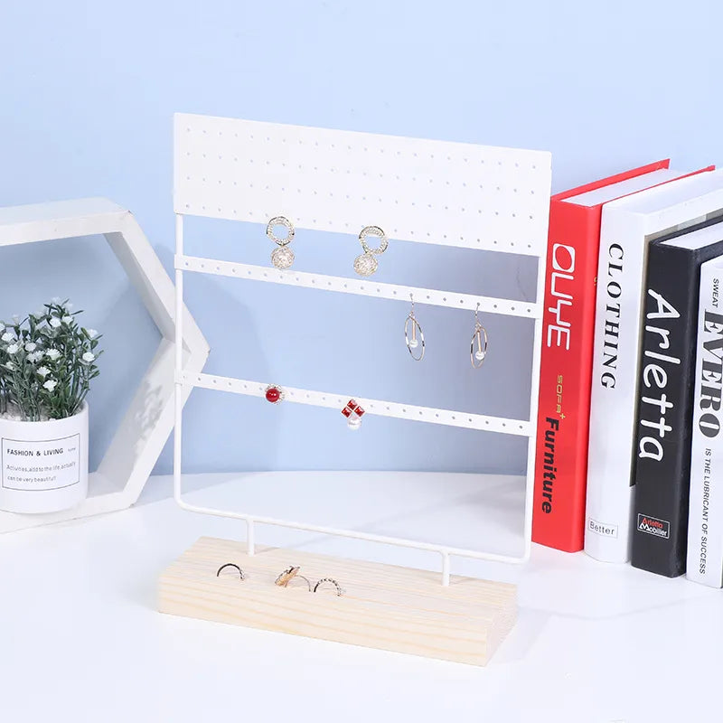 Wrought Iron Creative Earrings Pine Bottom Household Hanging Earrings Earrings Storage Jewelry Display Shelf Factory Wholesale