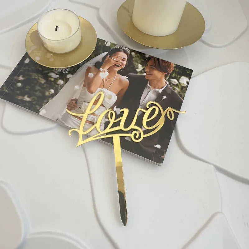 Valentine'S Day Elegant Lady Letter Heart Shape Arylic Holiday Banquet Daily Cake Decorating Supplies Party Supplies Cake Decorating Supplies 1 Piece