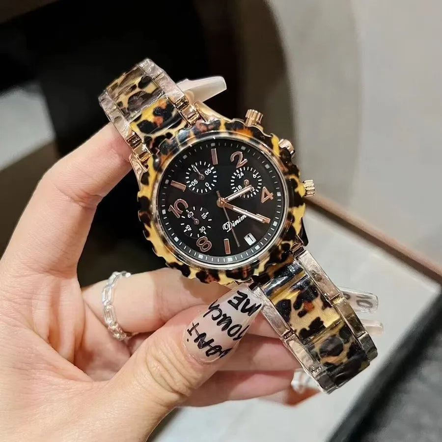 Simple Style Classic Style Leopard Butterfly Double Snap Quartz Women's Watches