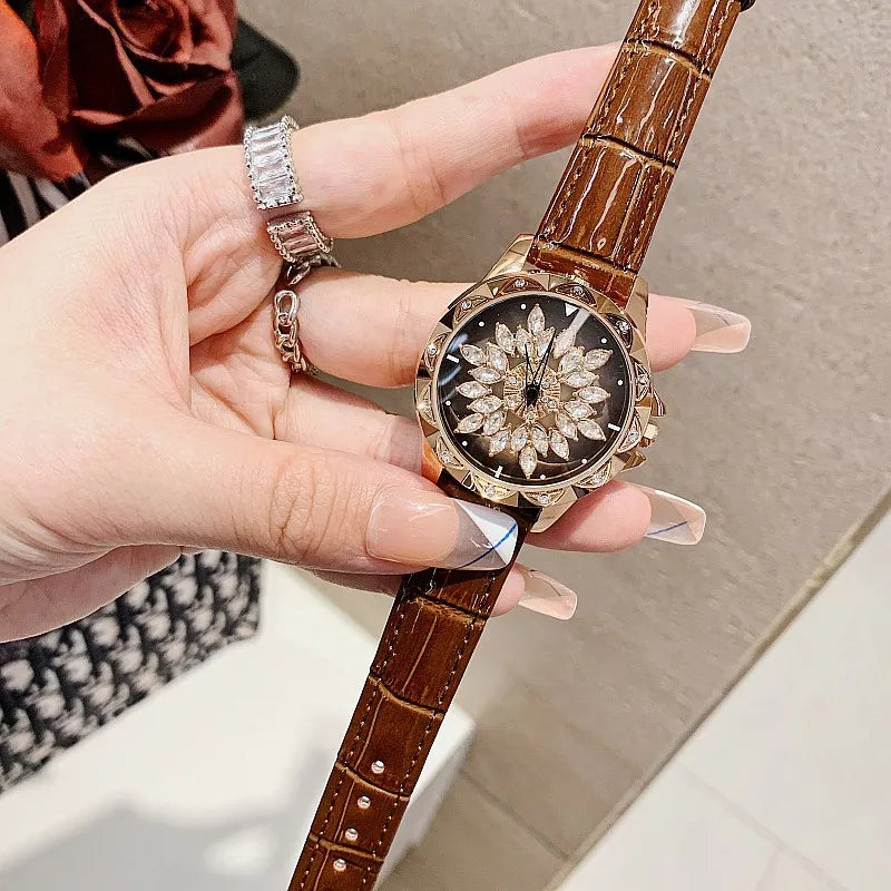 Elegant Simple Style Floral Buckle Quartz Women's Watches